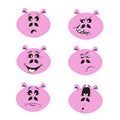 Set of six cute cartoon emotional pig characters Royalty Free Stock Photo