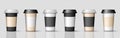 3d paper coffee cups mockup isolated on transparent background