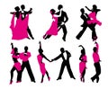 Set of six dancing couples