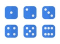 Set of six dices in trendy flat style. Royalty Free Stock Photo