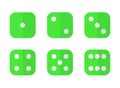 Set of six dices in trendy flat style. Royalty Free Stock Photo