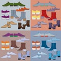 Set of six different pairs of shoes Royalty Free Stock Photo