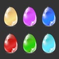 Set of six Easter eggs on a dark background. Royalty Free Stock Photo