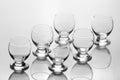 Set of six empty liqueur glass Royalty Free Stock Photo