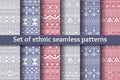 Set of six ethnic seamless patterns.