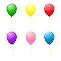 A set of six festive balloons. Graphic recourse and decoration. Royalty Free Stock Photo