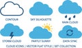 Cloud Icons Set Flat Vector Style 6 Cloud-Themed Illustrations Royalty Free Stock Photo