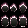 Set of six frames surrounded with pink flame Royalty Free Stock Photo