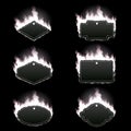 Set of six frames surrounded with white flame Royalty Free Stock Photo