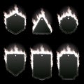 Set of six frames surrounded with white flame Royalty Free Stock Photo