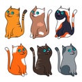 Set of six funny cats
