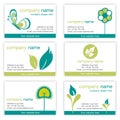 Set of six gardening and nature business cards Royalty Free Stock Photo