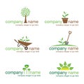 Set of six gardening and nature logos (vector) Royalty Free Stock Photo