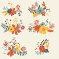 Set of six graphic floral design