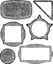 Set of six grunge vector templates for rubber stamps Royalty Free Stock Photo