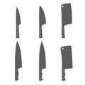 Set of six kitchen knives vector Royalty Free Stock Photo