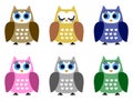 Set of six little owlets