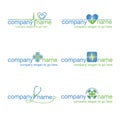 Set of six healthcare logos (vector)