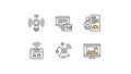 Set of six modern line icons for technology and connectivity concepts Royalty Free Stock Photo