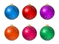 Set of six multicolored Christmas balls