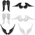 Set of six pairs of angel wings Royalty Free Stock Photo