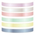 Set of Six Pastel Satin Ribbons