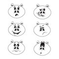 Set of six cute cartoon emotional pig characters