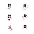 Set of six cute cartoon emotional pink pig characters Royalty Free Stock Photo