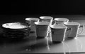 Set of six porcelain cups of coffee Royalty Free Stock Photo