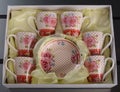 Set of six porcelain cups of coffee Royalty Free Stock Photo