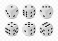 Set of six realistic isometric game dices with rounded edge and angle