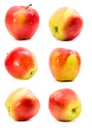 Set of six Red apples closeup isolated on white background. Juicy fruit. Healthy food. Royalty Free Stock Photo