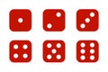 Set of six red dices on white background Royalty Free Stock Photo