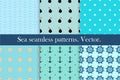 Set of six seamless marine patterns.