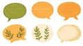 A set of six speech bubbles in various colors and designs on a white background in a flat style Royalty Free Stock Photo