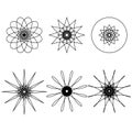 Set of six spirograph design elements. Vector