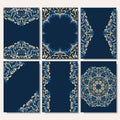 Retro boho blue floral patterns wallpaper Royalty Free Stock Photo