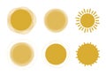 Set of six sun images royalty free Royalty Free Stock Photo
