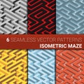 Set of six variants of maze, labyrinth - endless