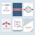 Set of six vector banner templates in marine style