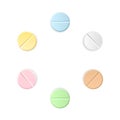 Set of six vector realistic pills