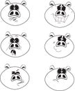 Set of six white and black color cute cartoon emotional pig Royalty Free Stock Photo