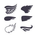 Set of Six Wings Silhouettes Royalty Free Stock Photo