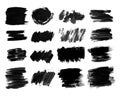 Set of sixteen black hand drawn ink stains