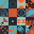 Set of sixteen colorful abstract postmodernism designs