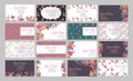 Set of sixteen floral business cards Royalty Free Stock Photo