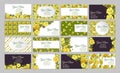 Set of sixteen floral business cards Royalty Free Stock Photo