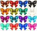 Set of sixteen holiday bows with gold edging