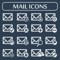 Set of sixteen vector mail icons for web Royalty Free Stock Photo