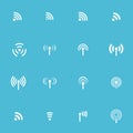 Set of sixteen wireless icons